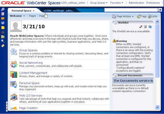 Oracle WebCenter screenshot