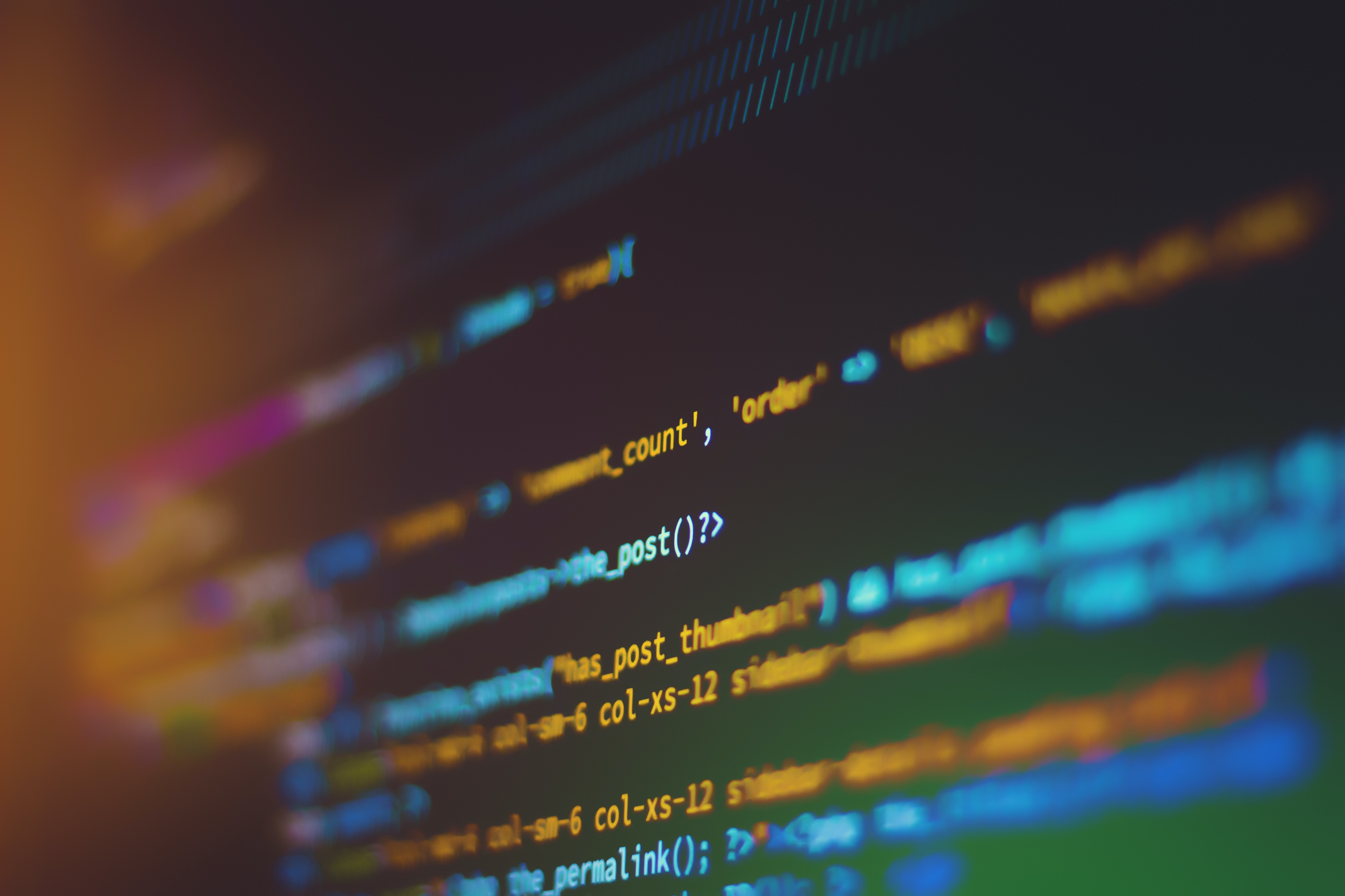 Out-of-focus code on a screen