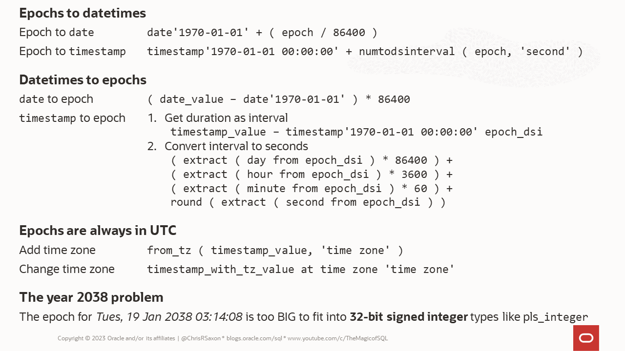 Epochs to datetimes cheat sheet