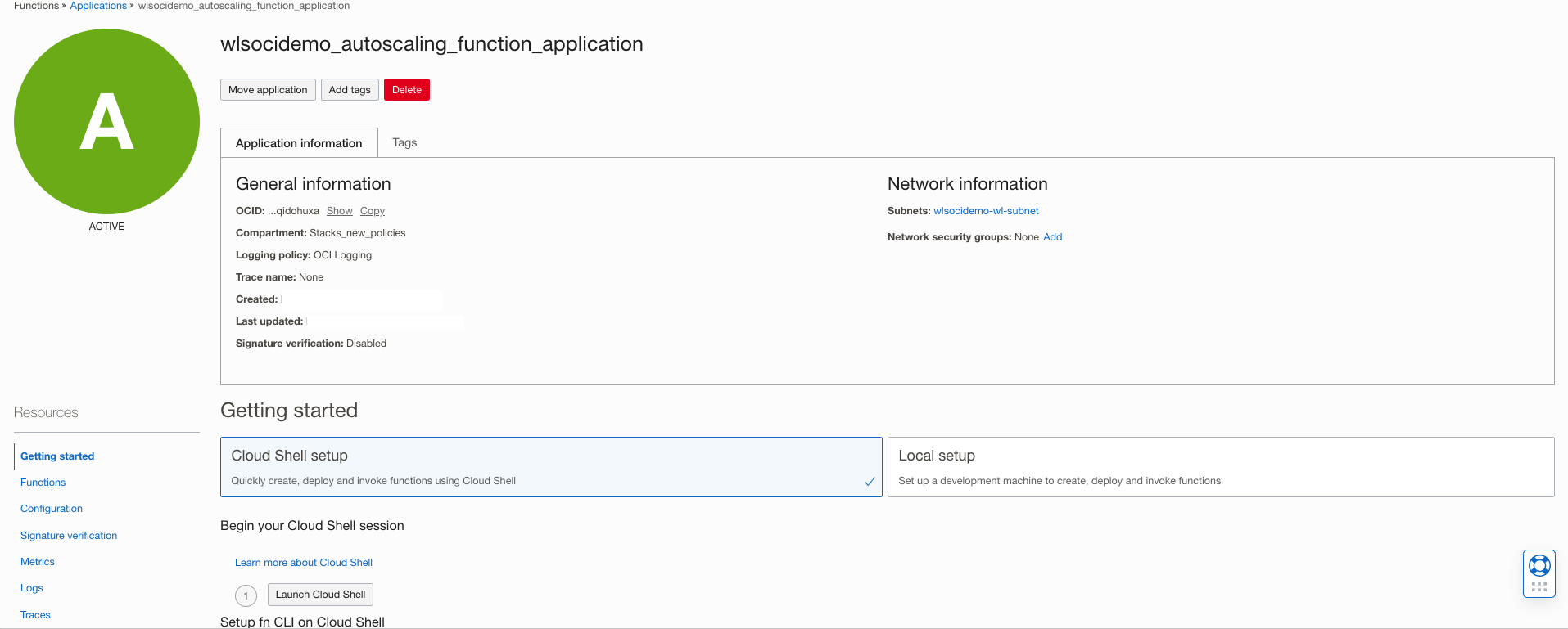 OCI function deployment
