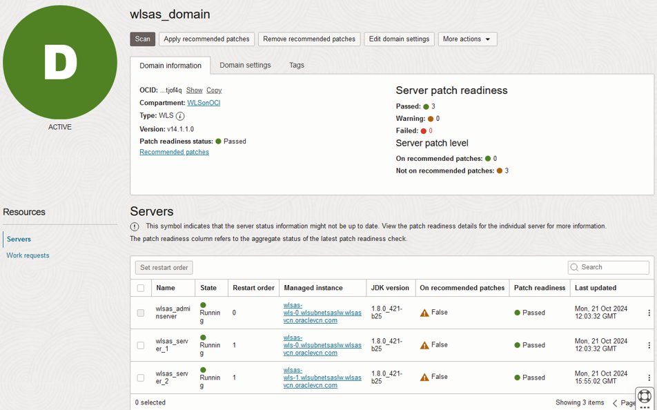 WLMS domain details page