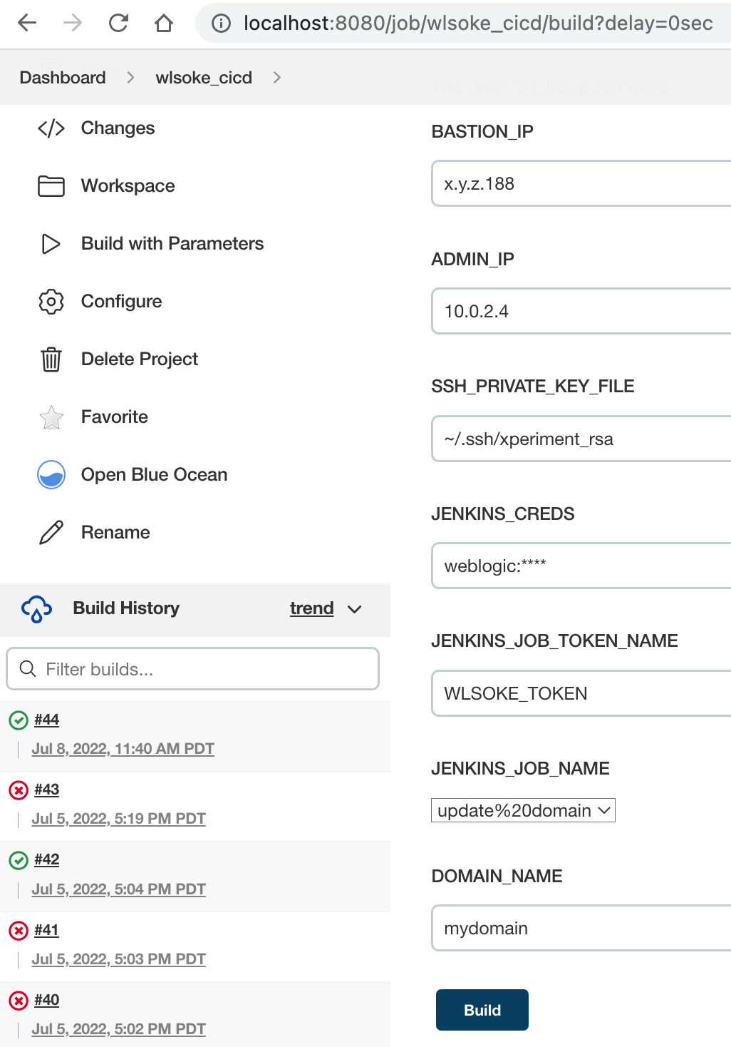 external jenkins launcher job parameters