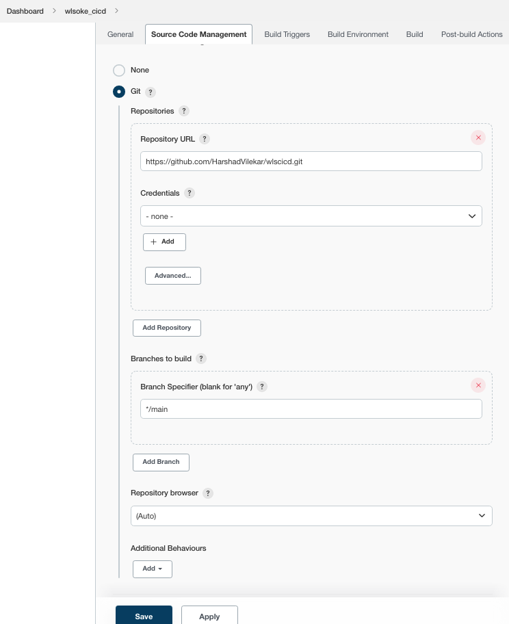 Developer's Jenkins Source Code Management