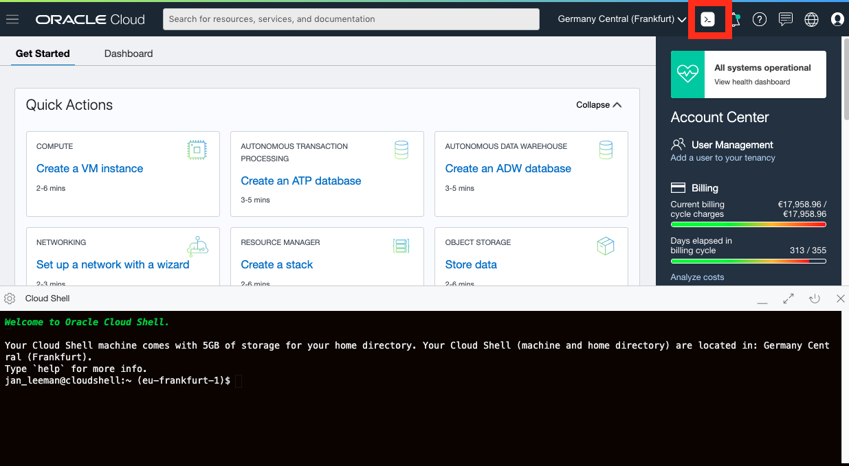 Using Cloud Shell to execute Terraform commands