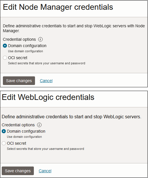 Edit domain credentials dialog