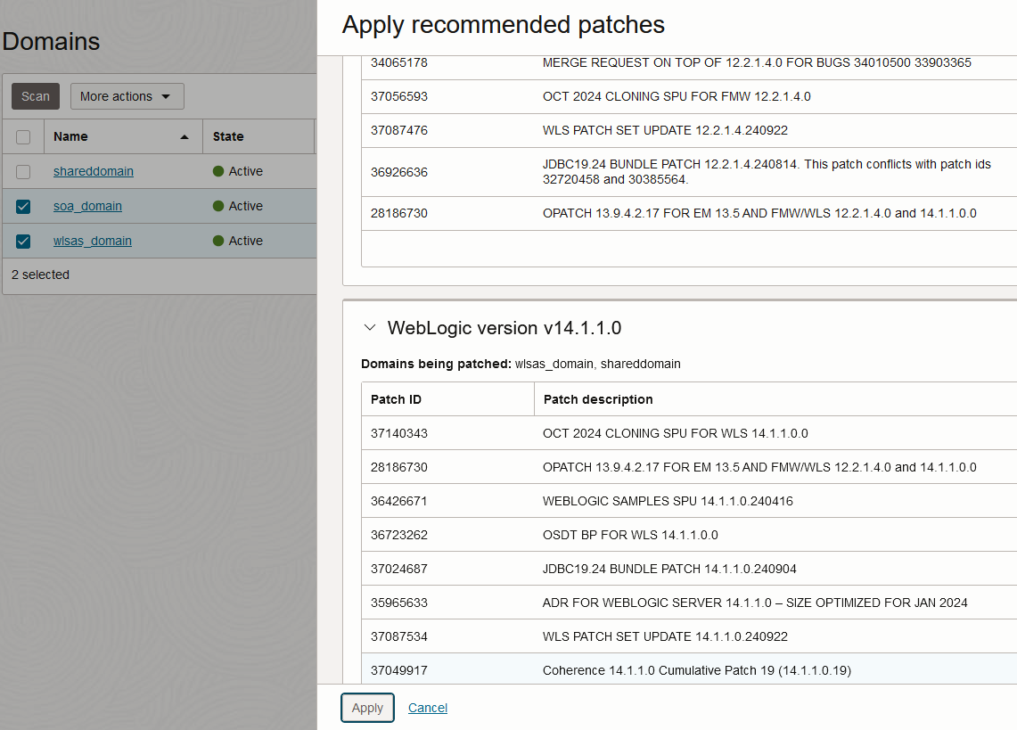 Patches list notification dialog