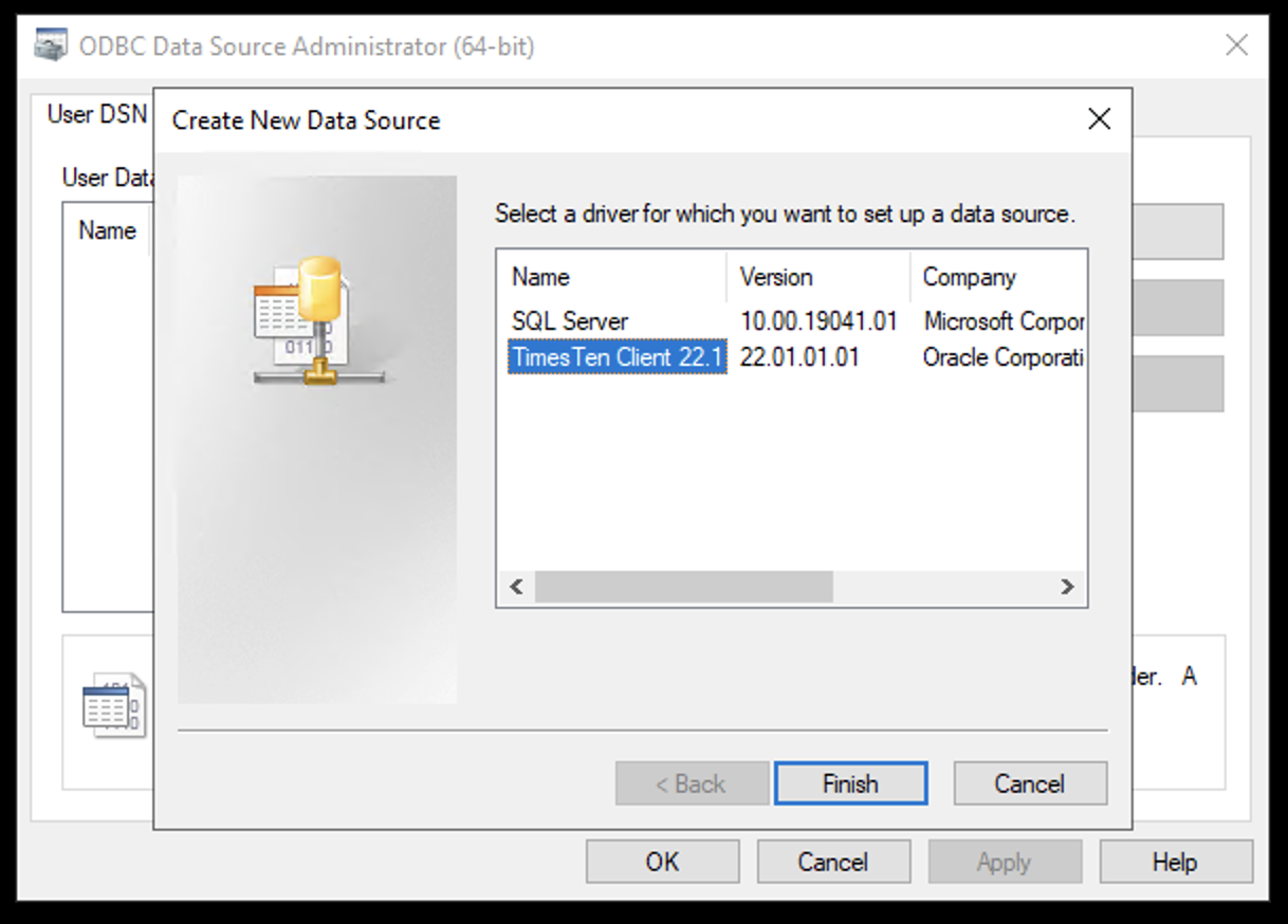 Add TimesTen 22.1 Client for a user DSN