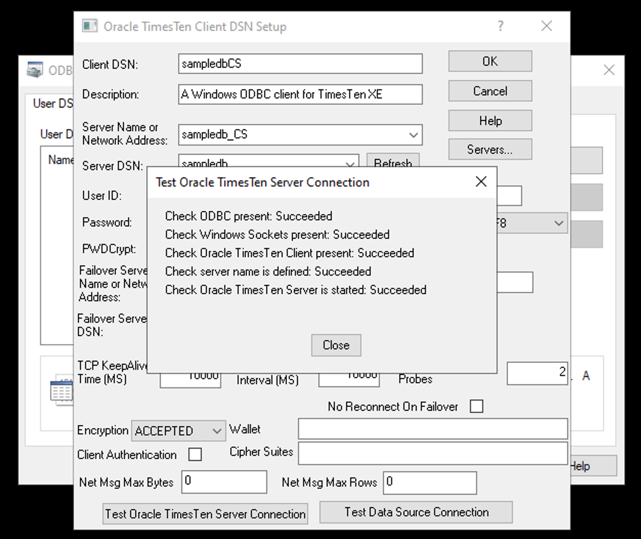 Test Oracle TiesTen Server Connection