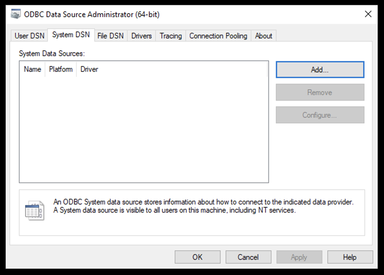 ODBC Data Source Administrator