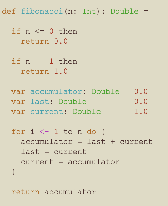Scala Fibonacci function
