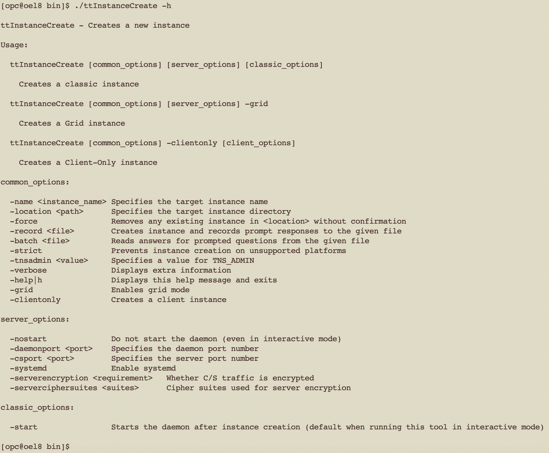 TimesTen XE ttInstanceCreate paramaters