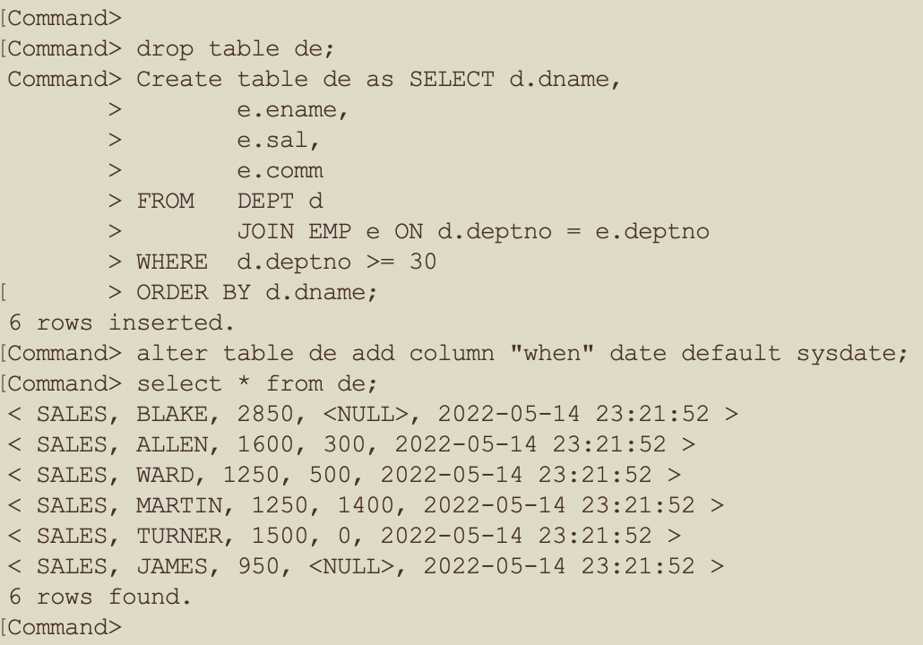 alter and drop table