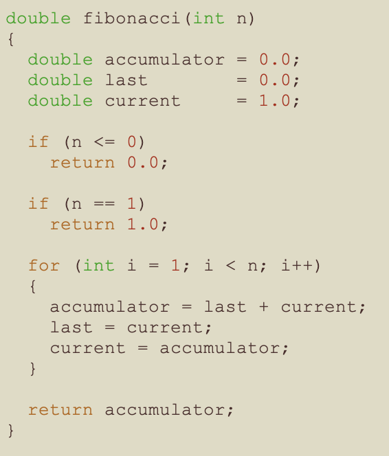 C++ Fibonacci function