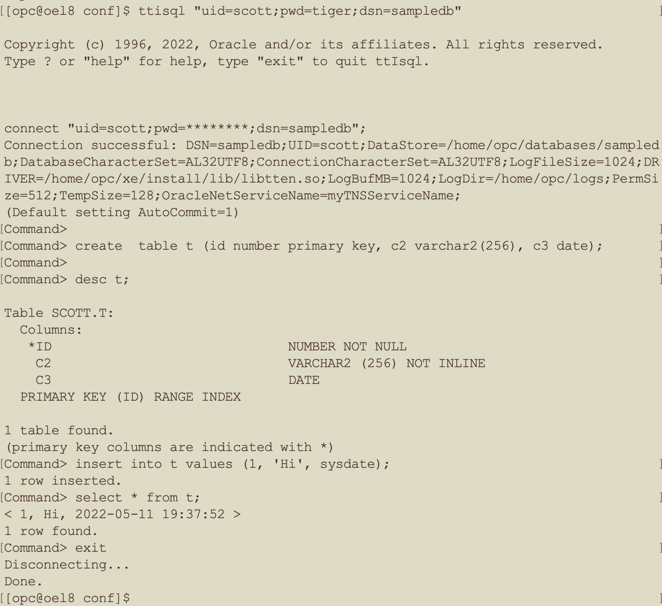 Connect as user scott