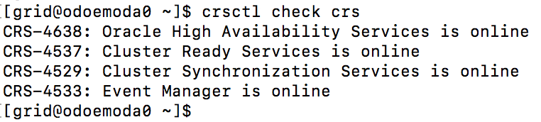 crsctl check crs