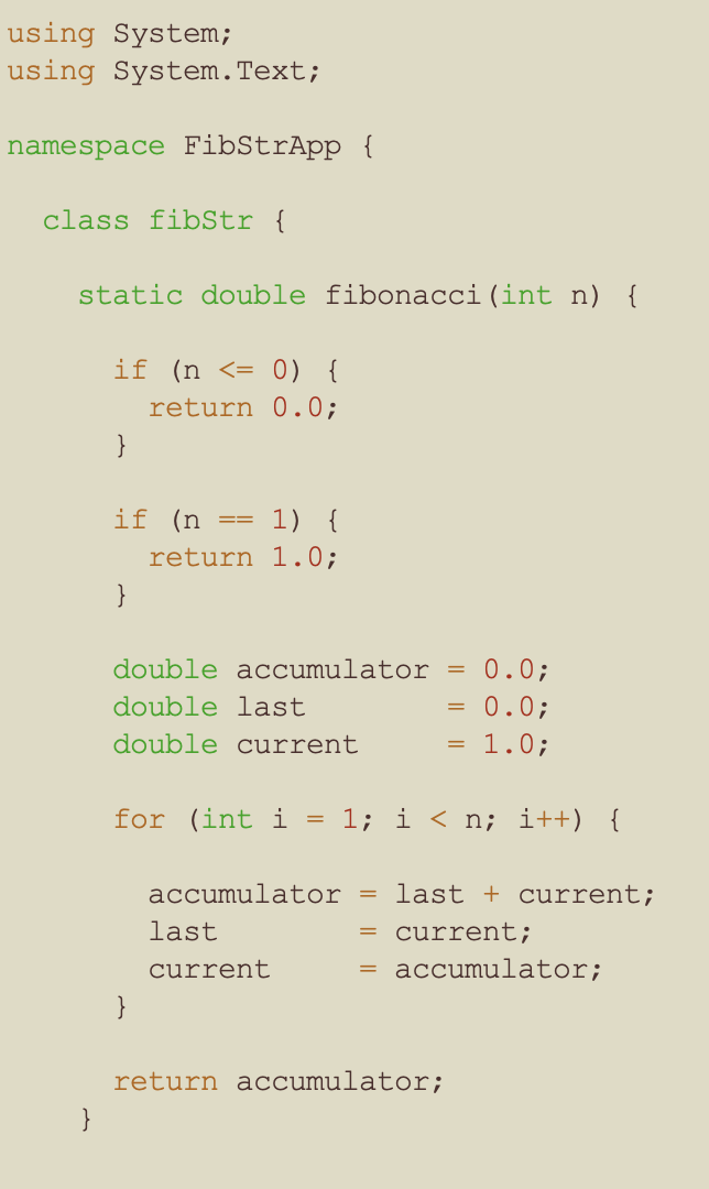 C# Fibonacci function