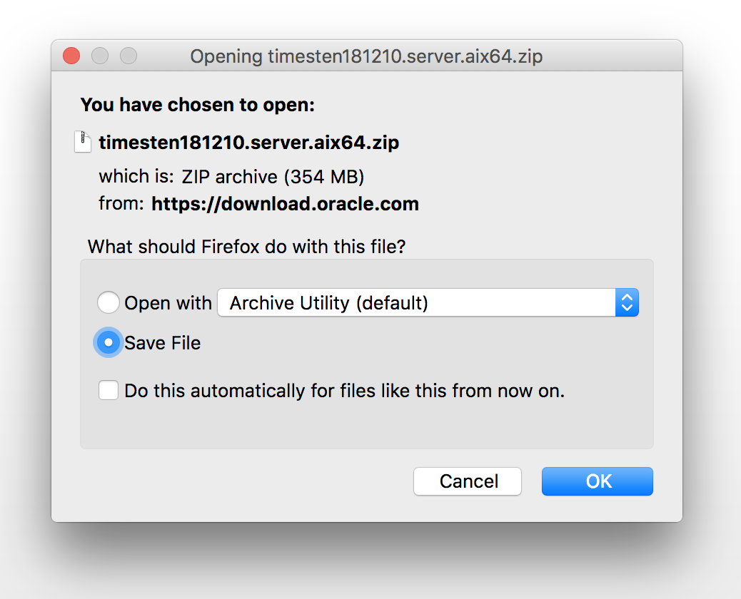 Download the Oracle TimesTen ZIP file