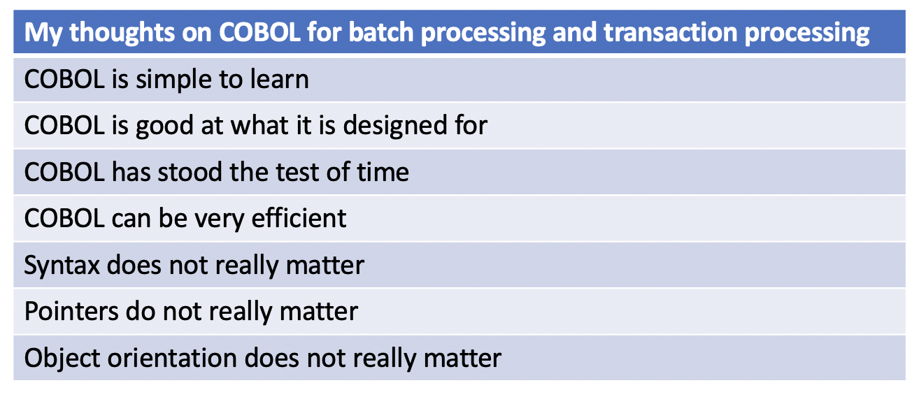 Reflections on COBOL