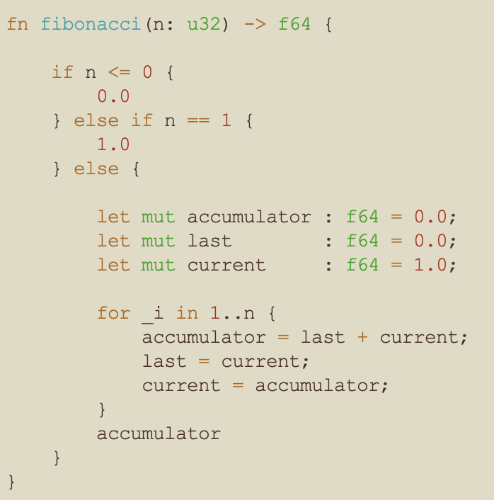 Rust Fibonacci function