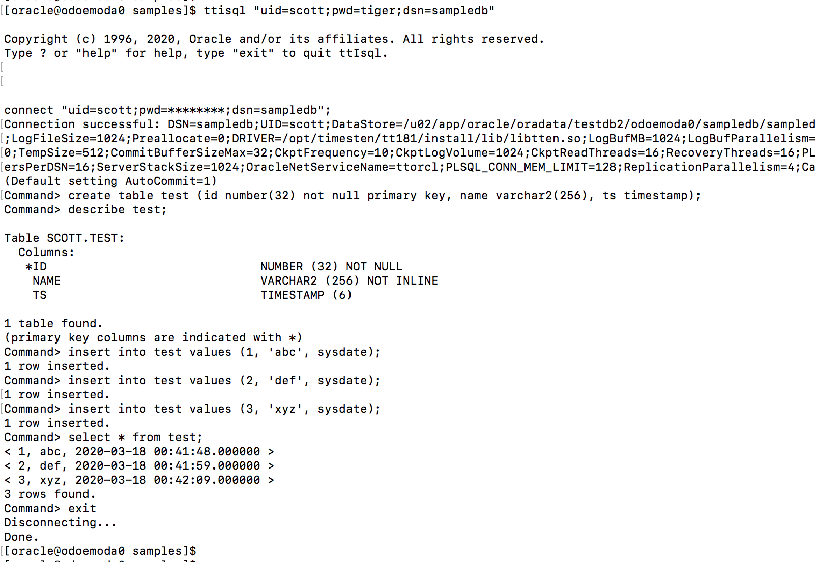 Connect as user scott
