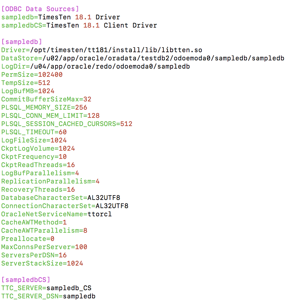 TimesTen SYS.ODBC.INI