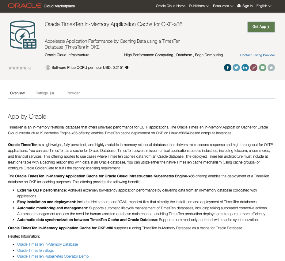 TimesTen Cache Application on Marketplace image