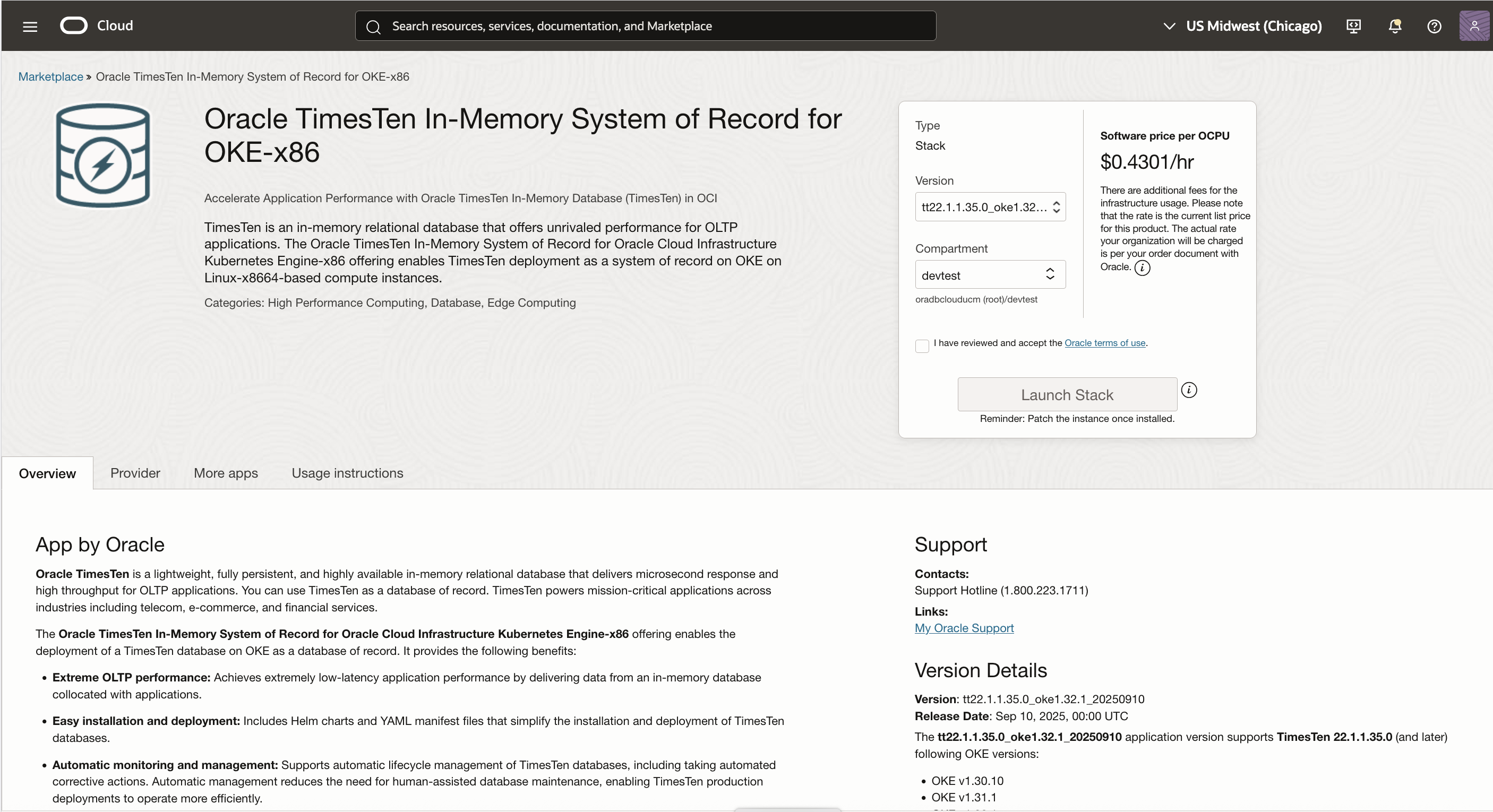 TimesTen System of Record for OKE 
