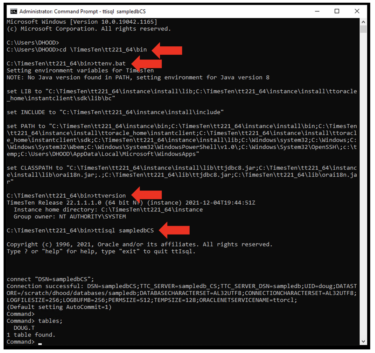 Connect to the client DSN via ttisql