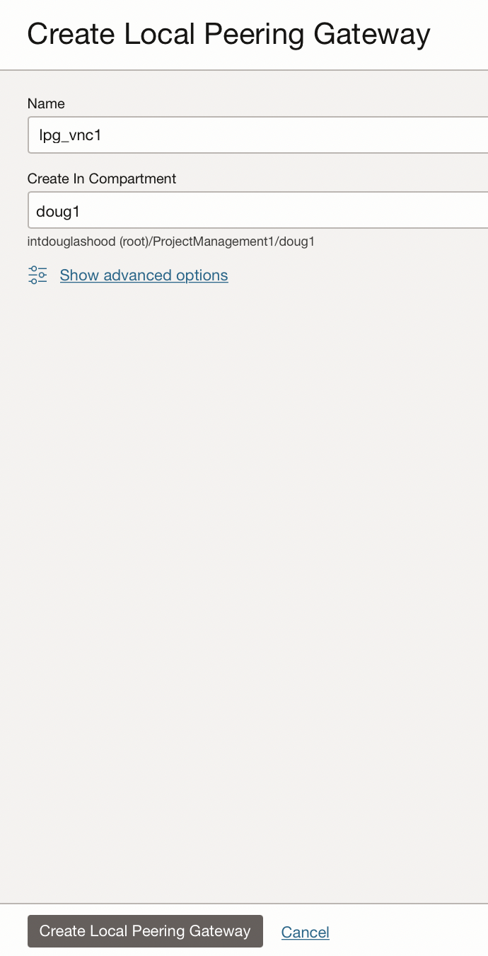 Local peering gateway