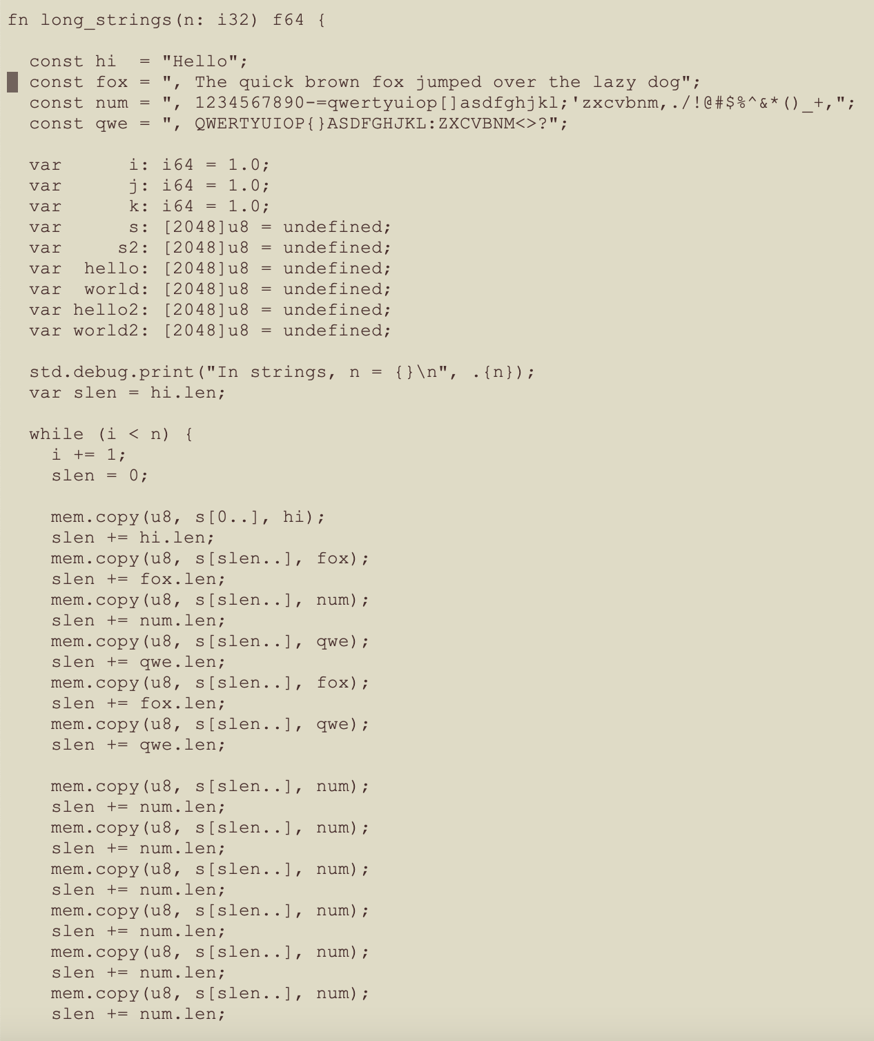 Zig long_strings - part 1