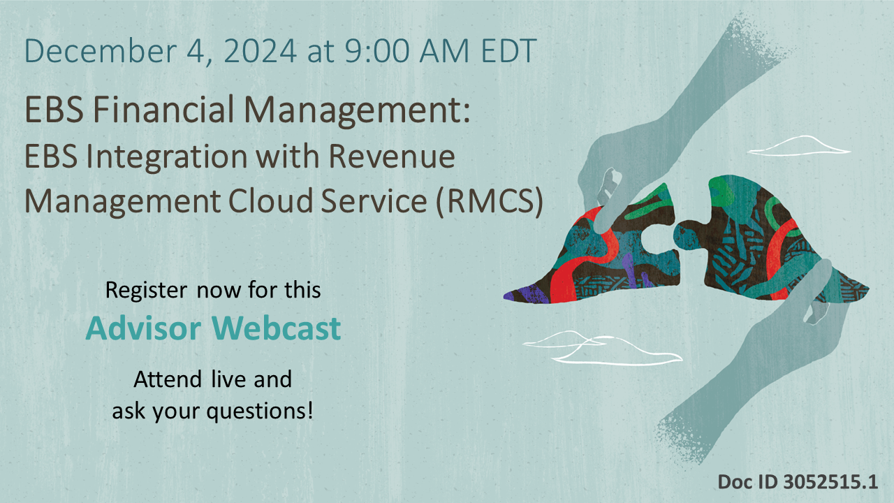 Advisor Webcast for EBS Financial Management: EBS Integration with Revenue Management Cloud Service