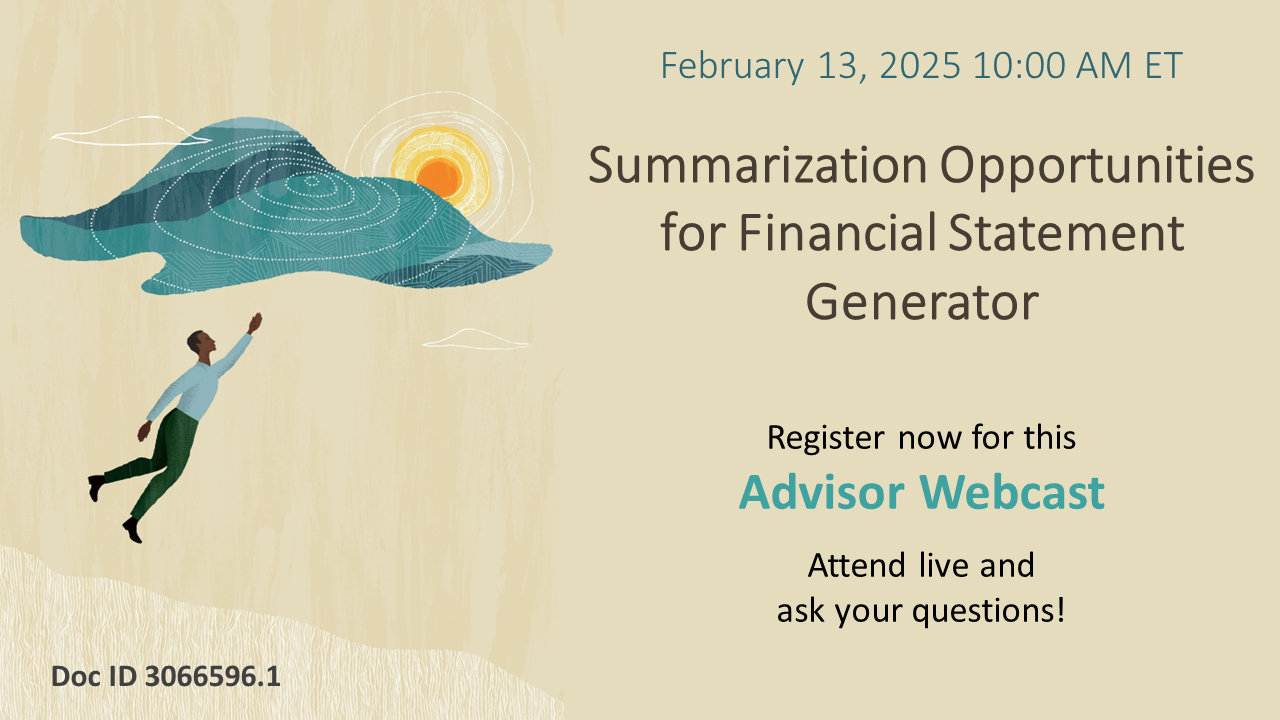 Advisor Webcast for EBS FIN: Summarization Opportunities for Financial Statement Generator