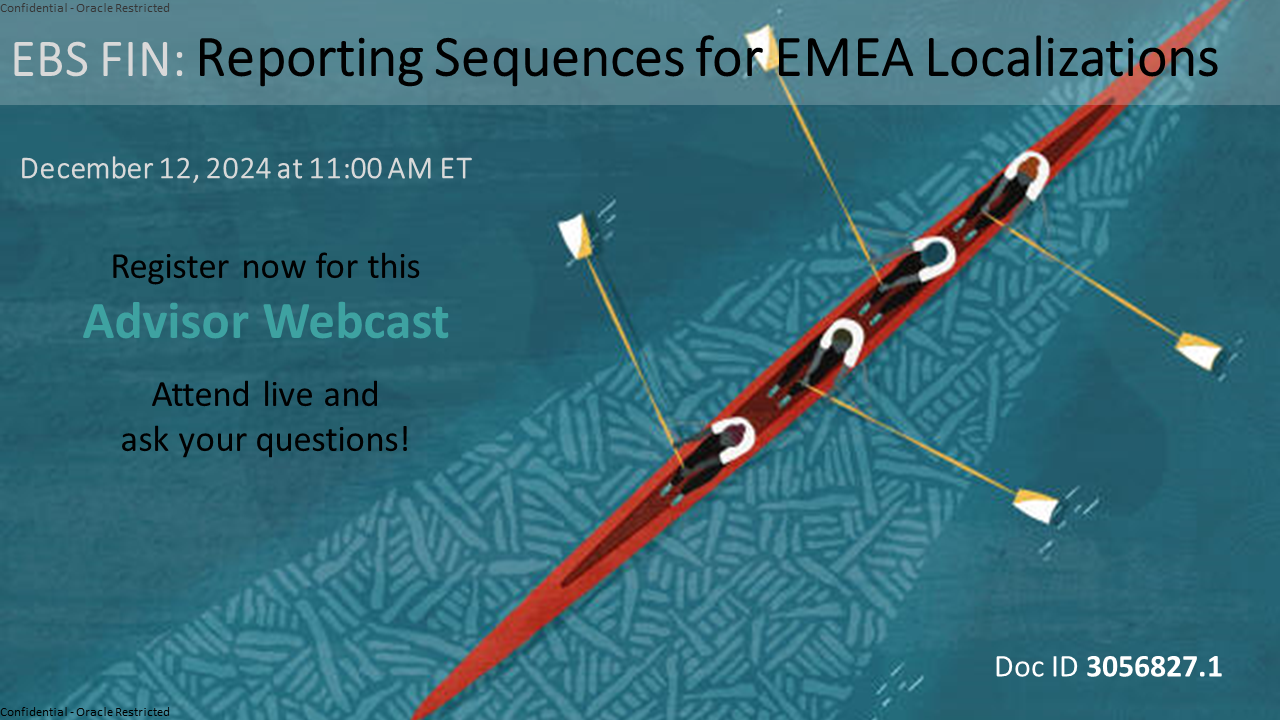 Advisor Webcast for EBS FIN: Reporting Sequences for EMEA Localizations