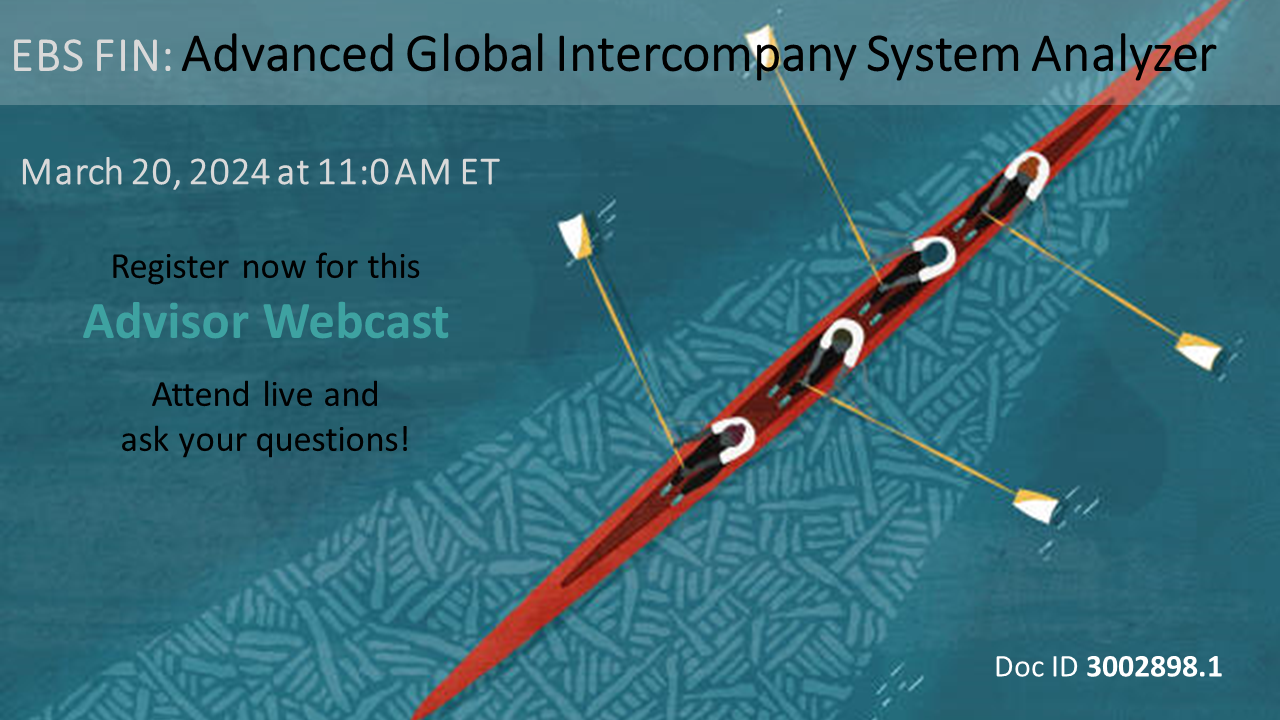 Advisor Webcast for EBS FIN: Advanced Global Intercompany System Analyzer