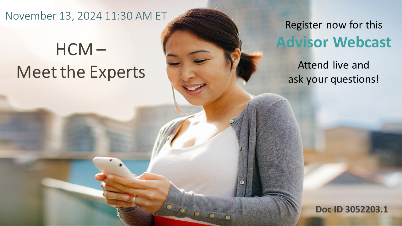 Advisor Webcast for EBS HCM: Meet the Experts - November 13th