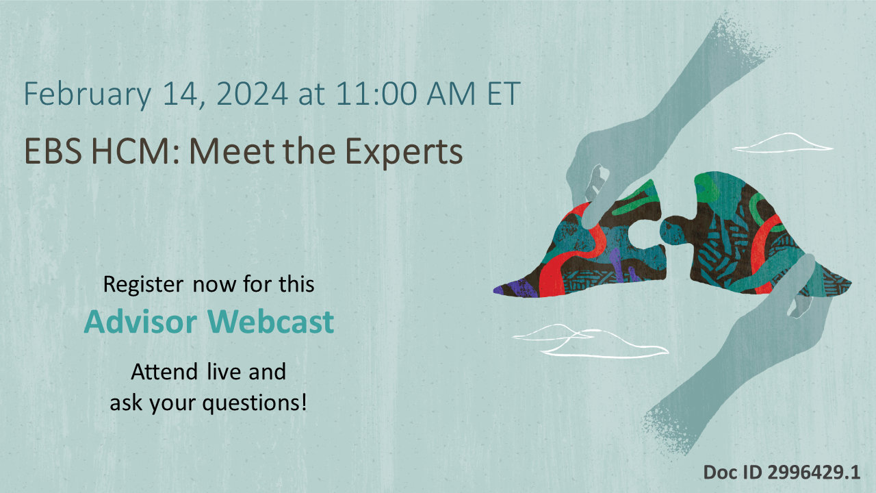 Advisor Webcast for EBS HCM: Meet the Experts