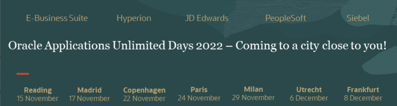 Oracle Applications Unlimited Days 2022 in EMEA