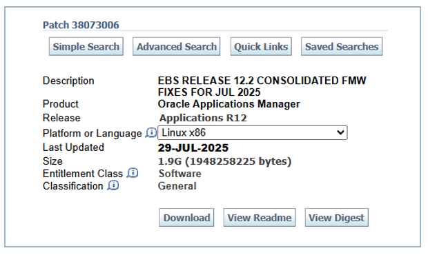 EBS 12.2 Consolidated FMW Fixes for July 2025