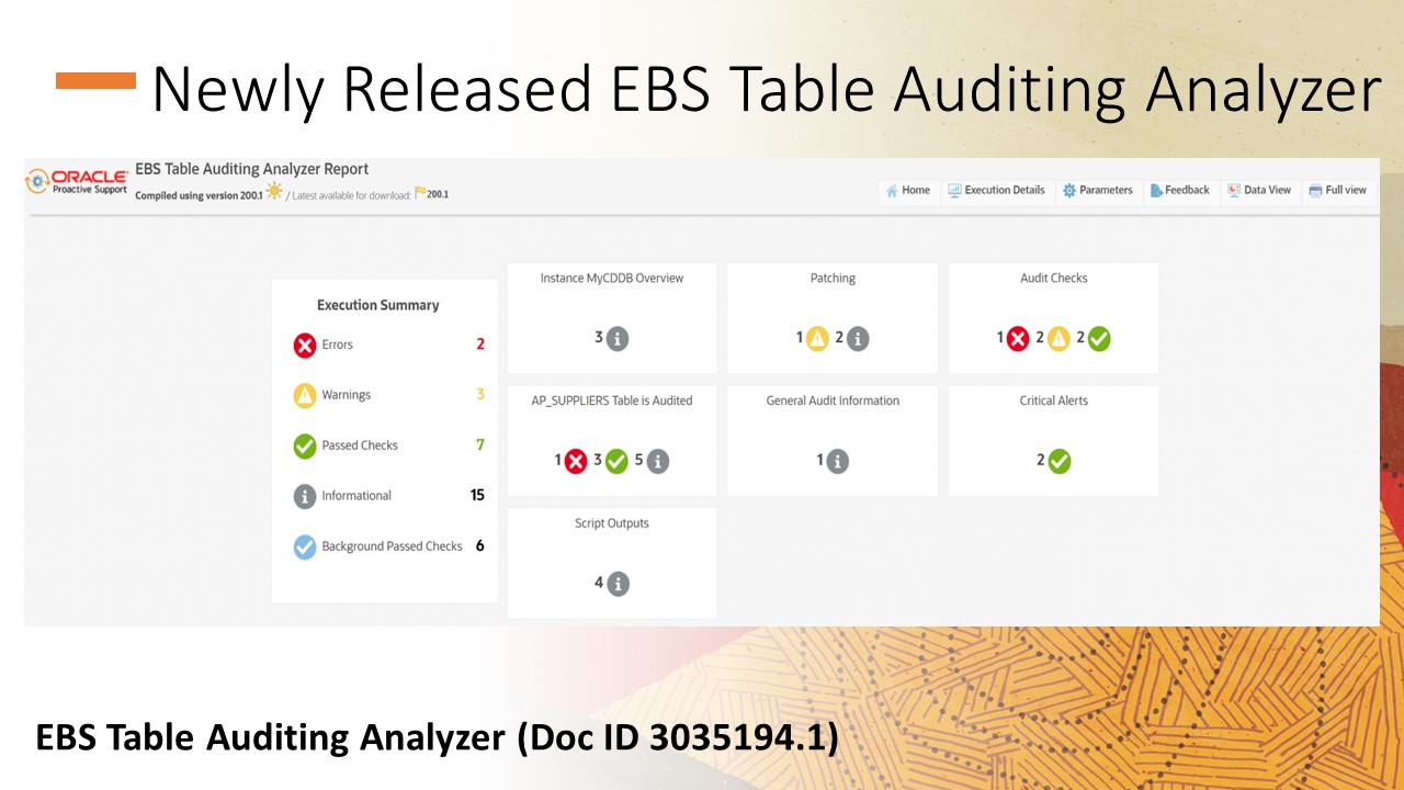 New EBS Table Auditing Analyzer!