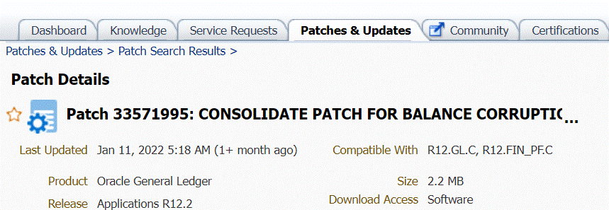 Consolidated Critical Patch for EBS General Ledger Balances