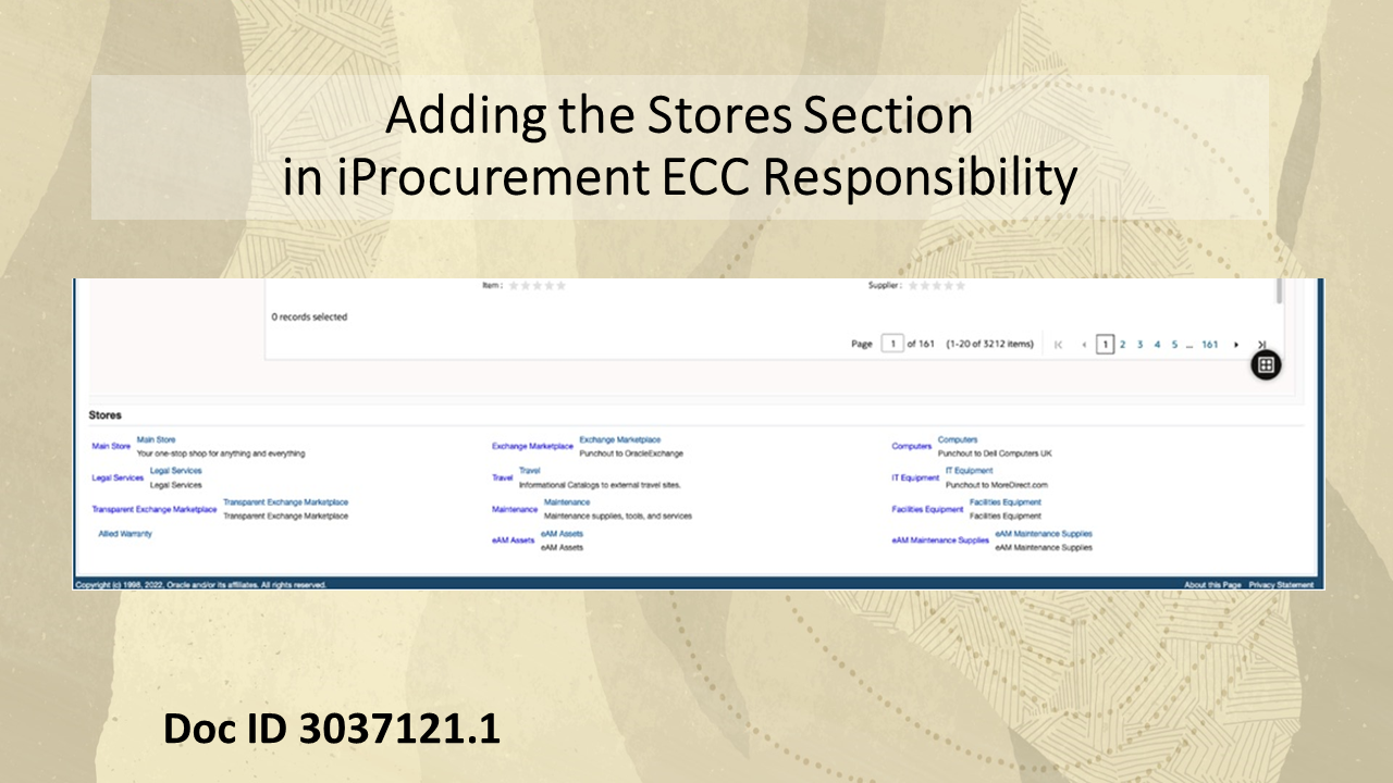How to Enable the Stores Section in iProcurement ECC Responsibility
