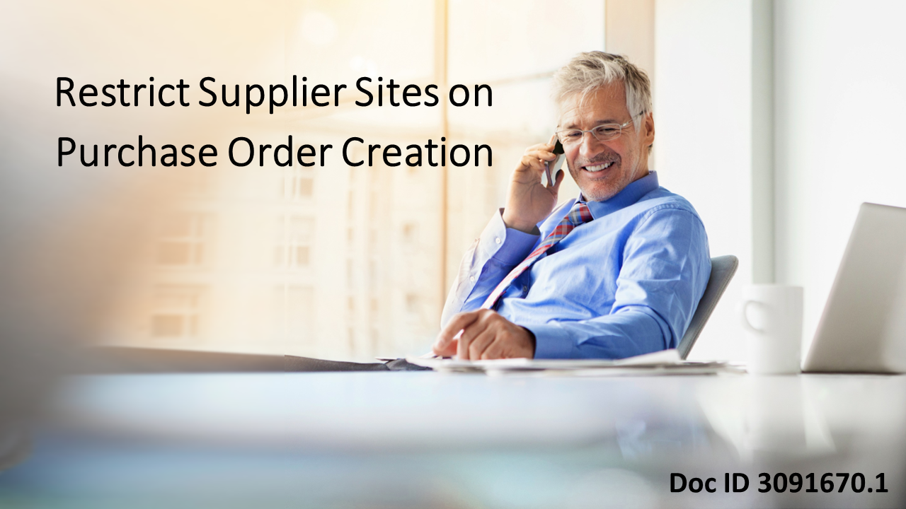 Restrict Supplier Sites from Purchase Order Creation