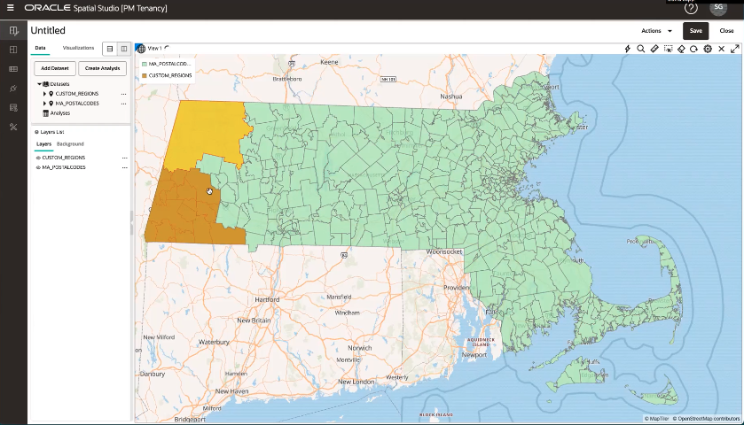 Spatial Studio 22.3 screenshot of custom regions 