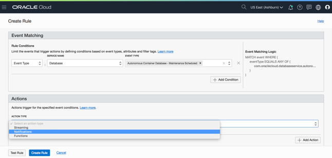 Rule Target setting to Notifications