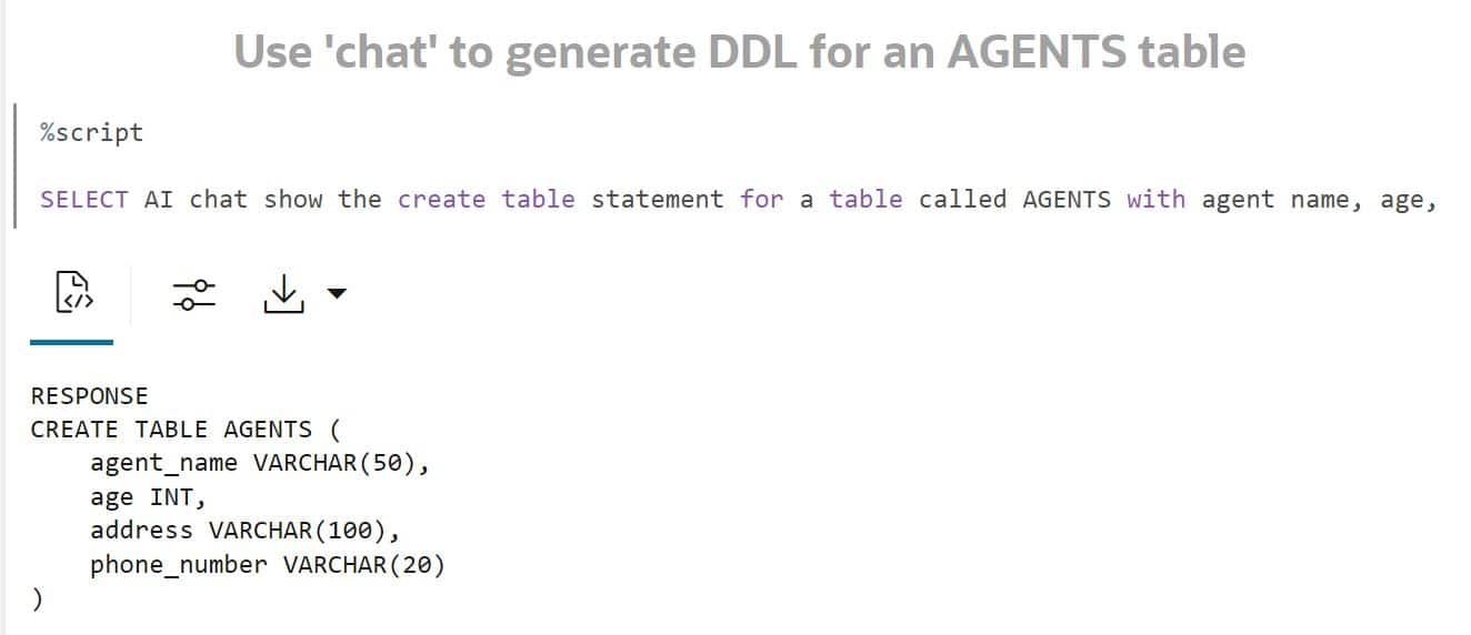 NL2SQL Example - create table