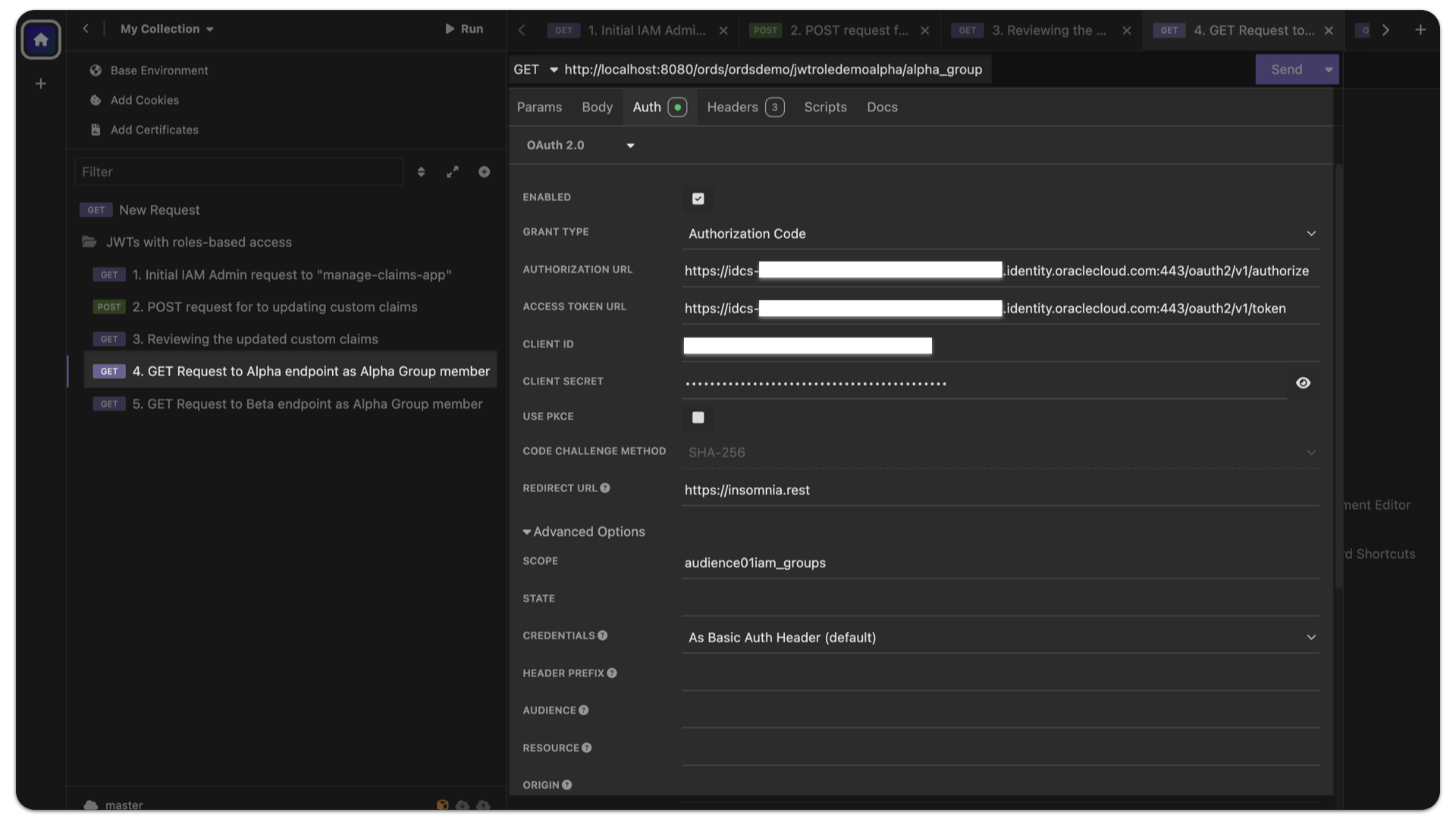 5. insomnia first get request values