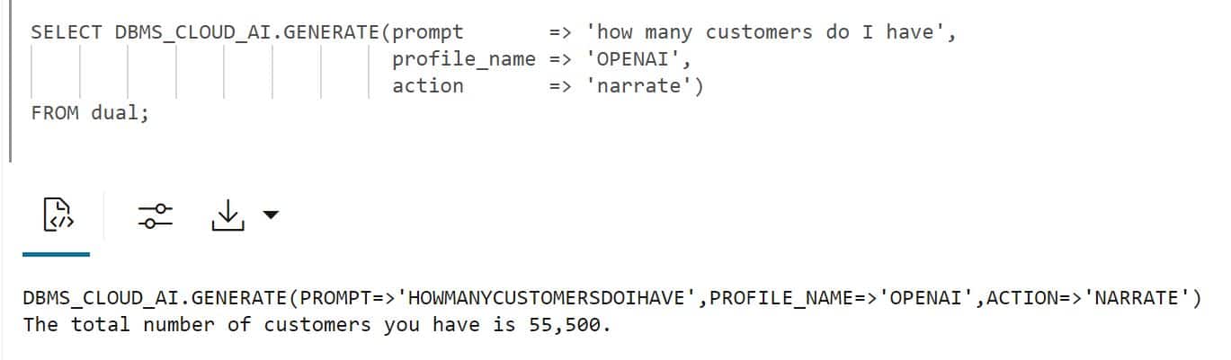 Using DBMS_CLOUD_AI.GENERATE