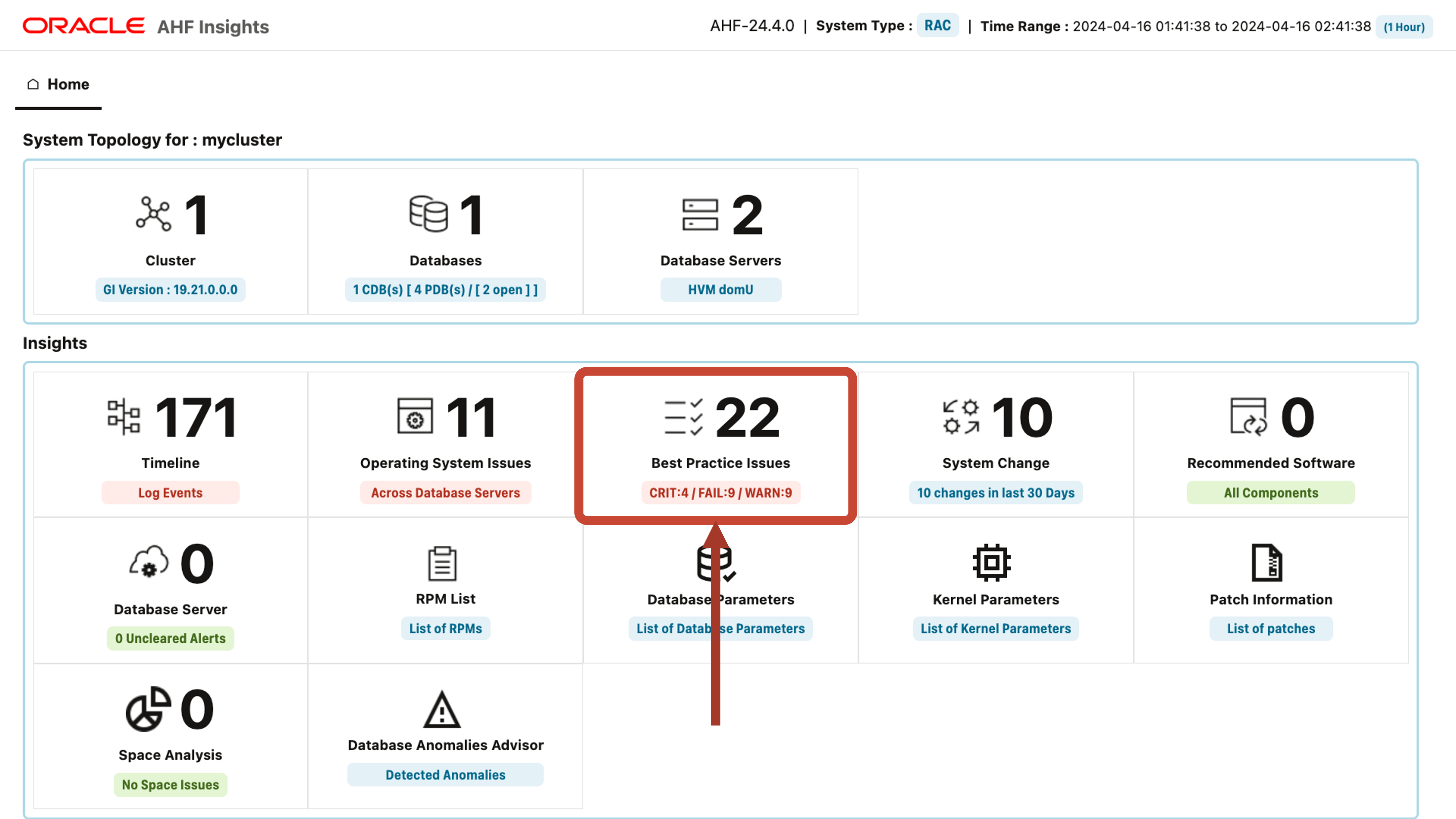 Database performance tuning - Insights Best Practice selection