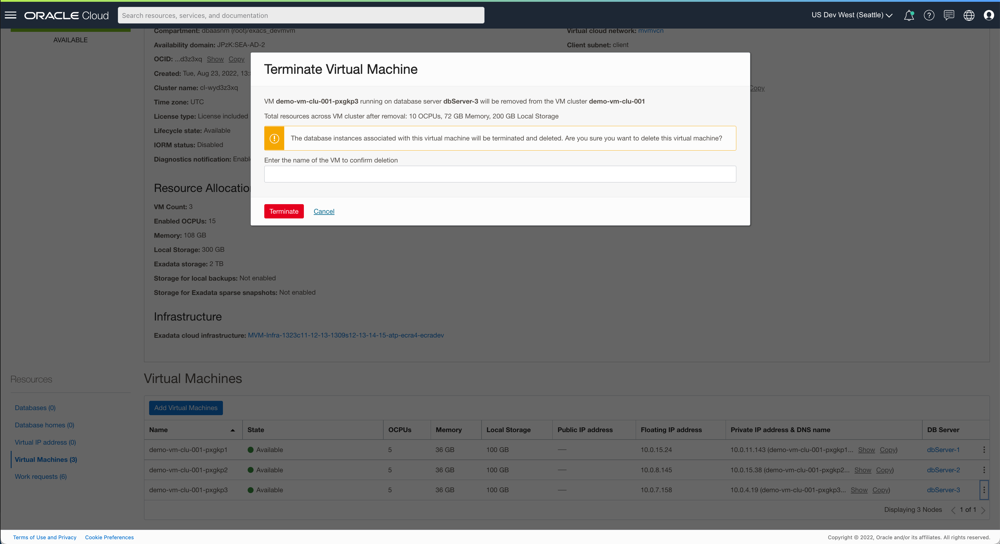 Confirm Terminate VM