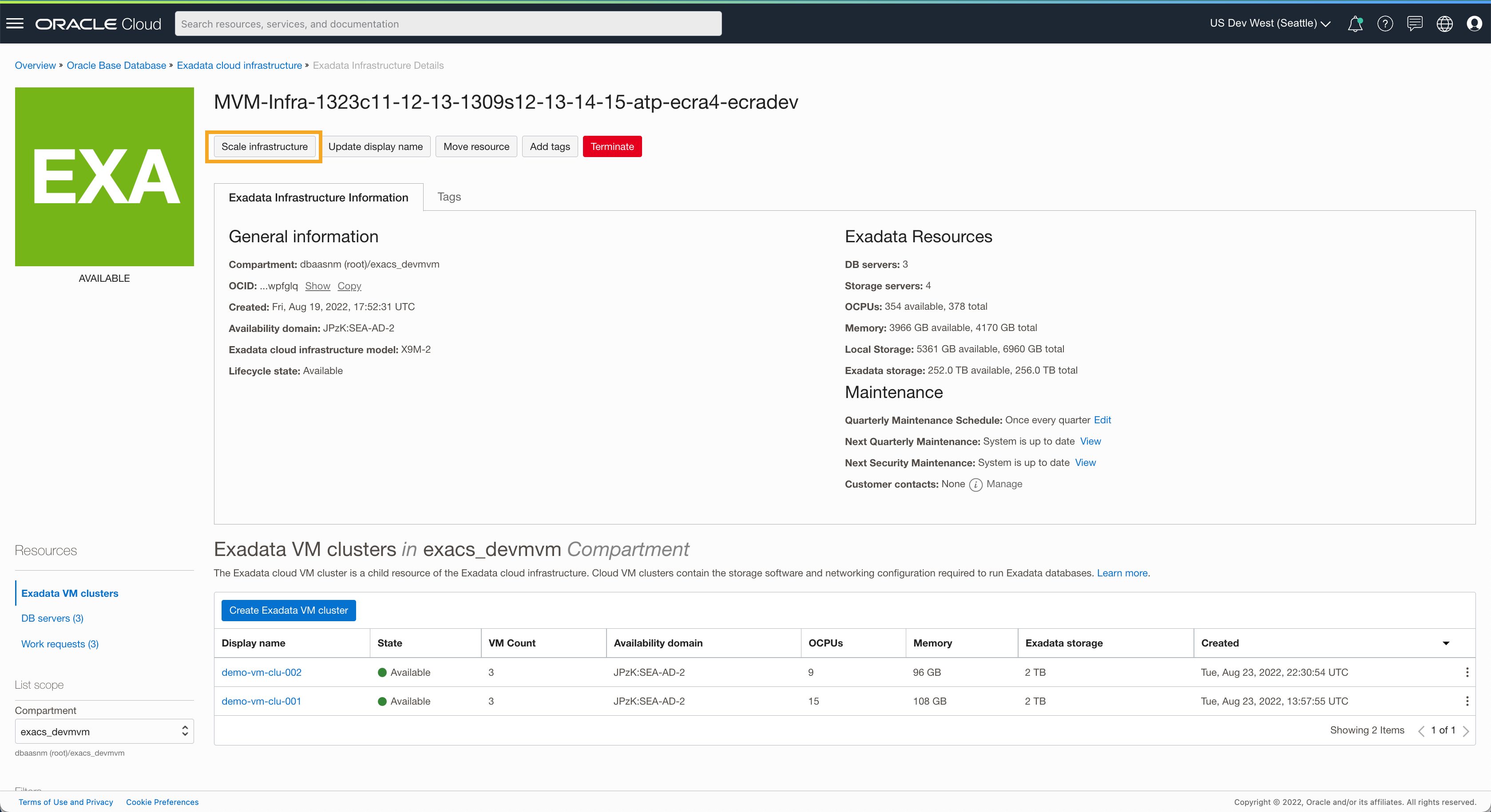 Launch Scale Infrastructure action
